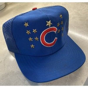 RARE Vintage 1970s 1980s Chicago Cubs Baseball Hat Cap Snapback Gold Stars MLB